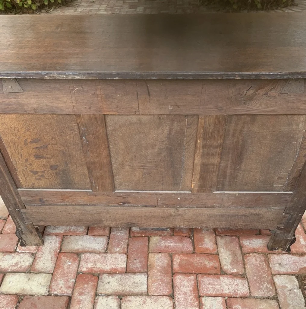 Welsh Georgian oak mule chest unrestored back original strap hinges aged patin