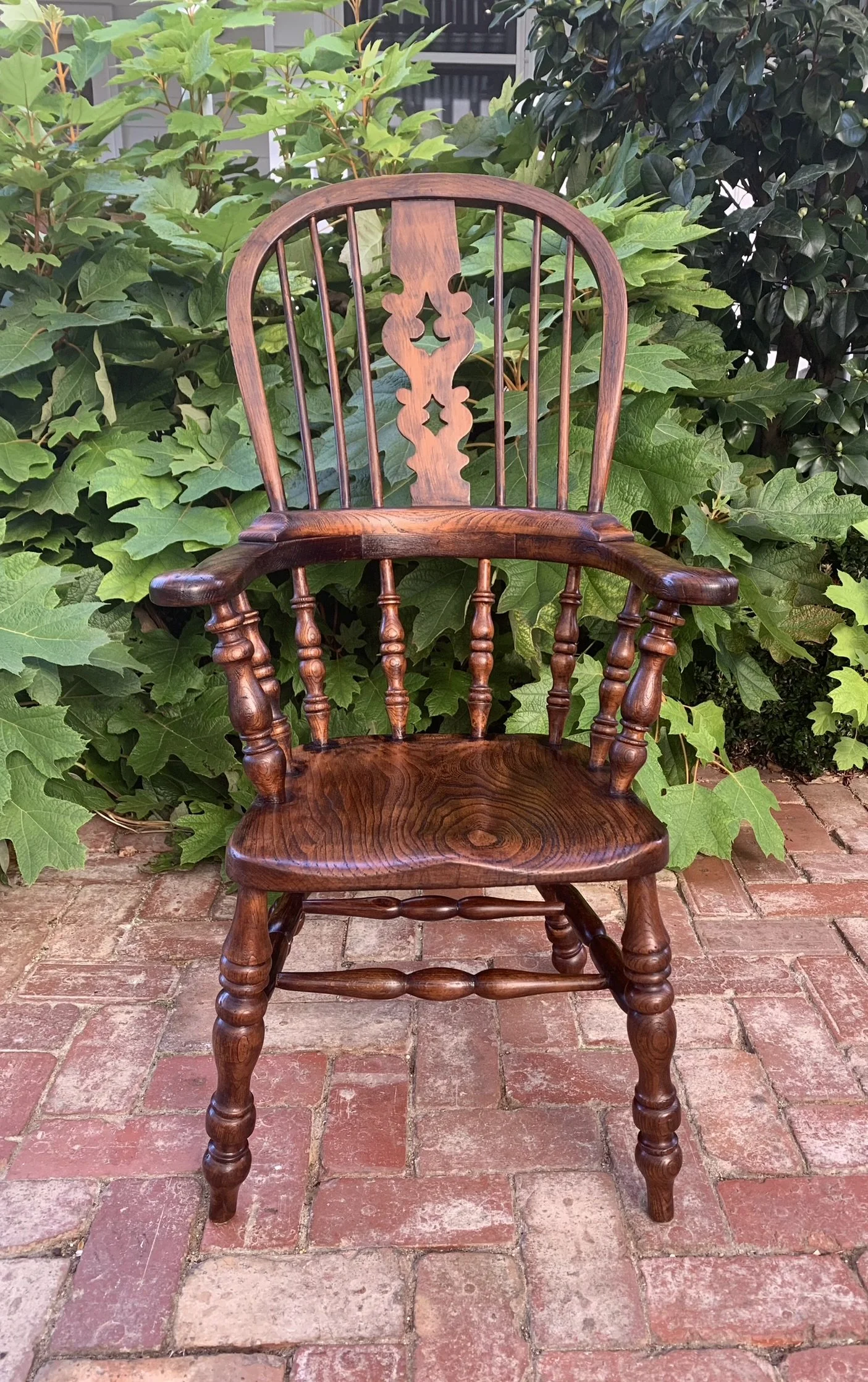 19th Century English Elm and Oak Broad Arm Windsor Armchair