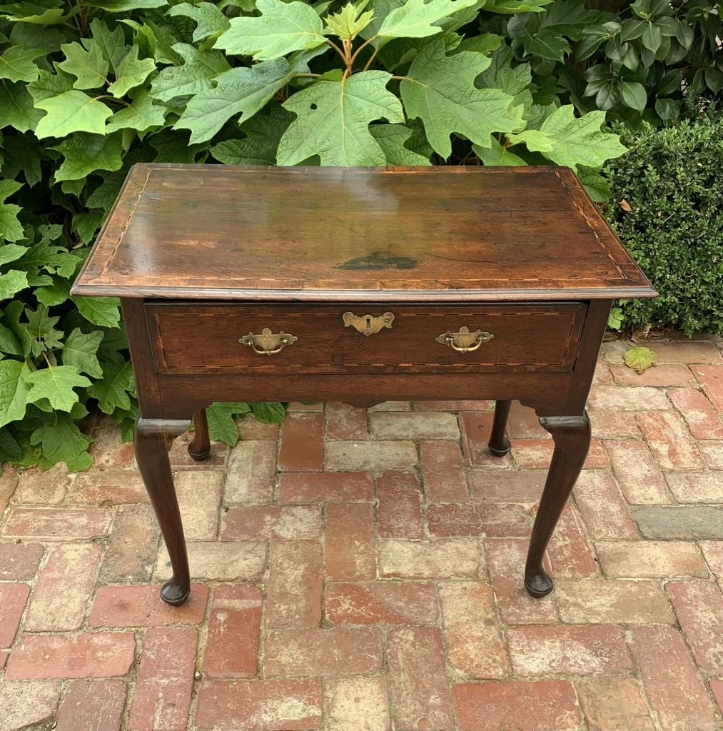 front elevated view of georgian oak side table or lowboy C.1760