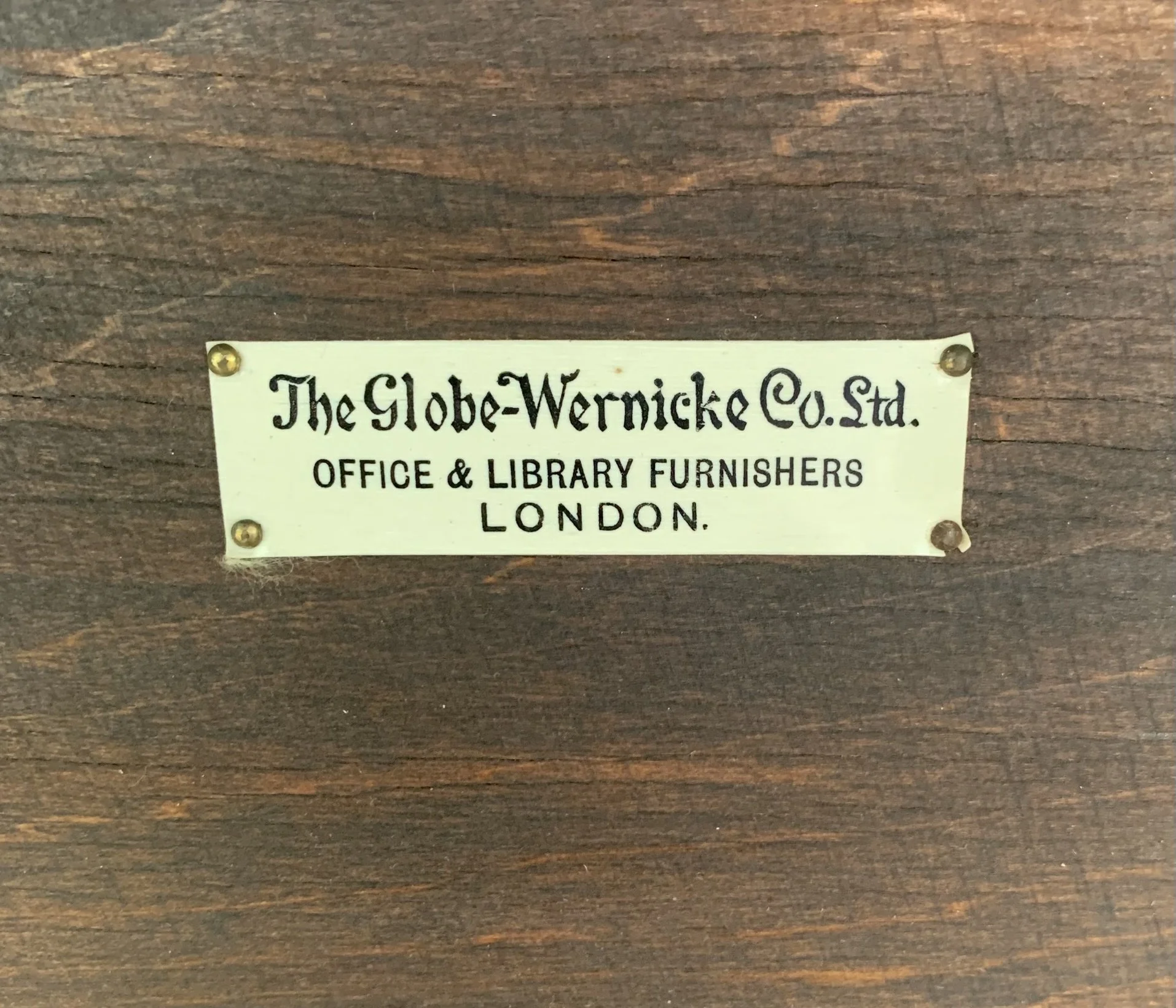 Original Globe Wernicke Co Ltd London makers label