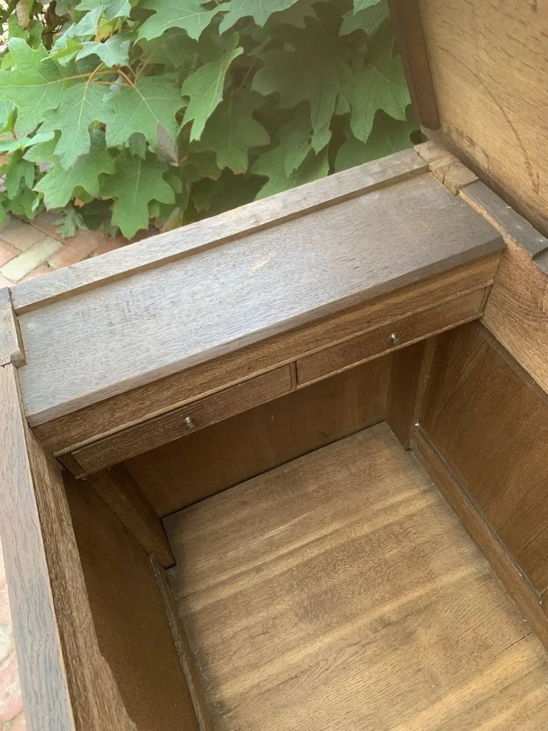 Georgian Welsh oak mule chest interior original till two drawers provincial c.1780