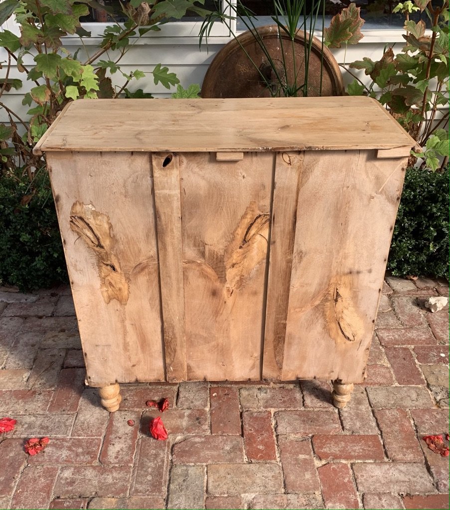 Victorian pine chest of drawers back boards original unfinished pine knot figuring period construction