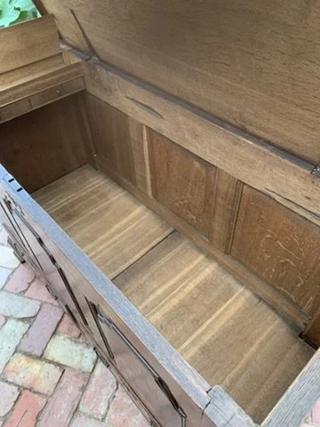 Welsh oak mule chest interior panelled sides original floor boards Georgian provincial
