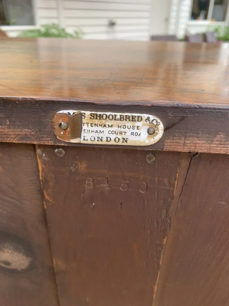 Partial James Shoolbred & Co Makers Label, Tottenham House Tottenham Court Road London, Victorian Walnut Bookcase