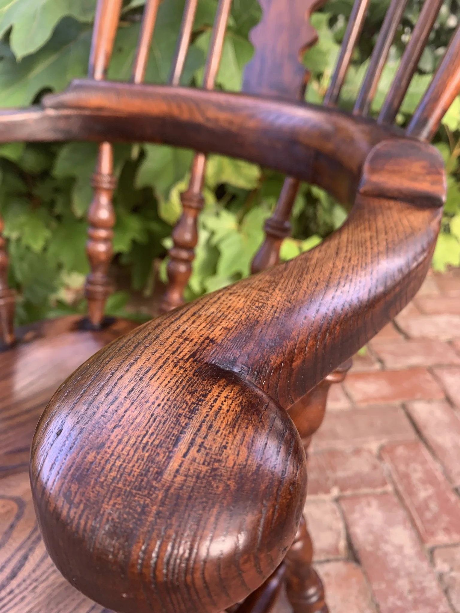 Antique Windsor Armchair Arm Detail, Elm & Oak, C.1850