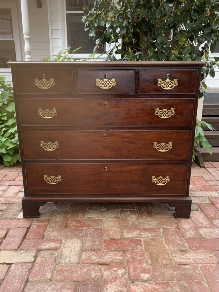 Antique George III mahogany chest, three short over three long drawers C.1780-1800, Georgian chest of drawers for sale