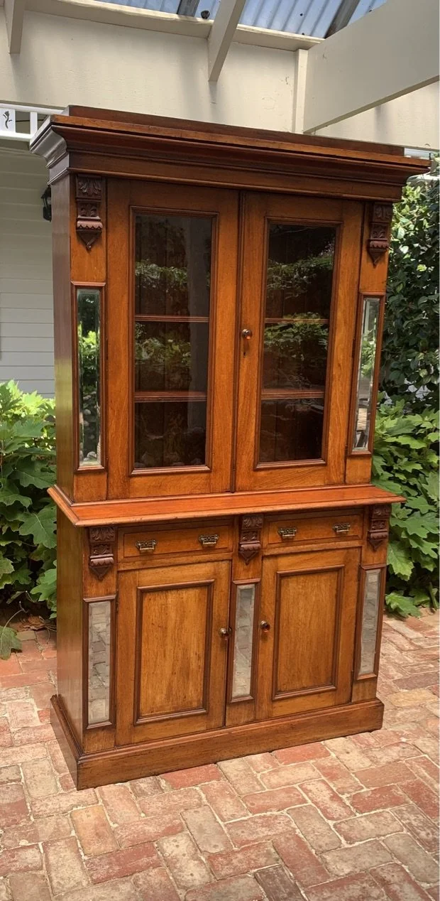 full length view of Australian colonial cedar two part bookcase