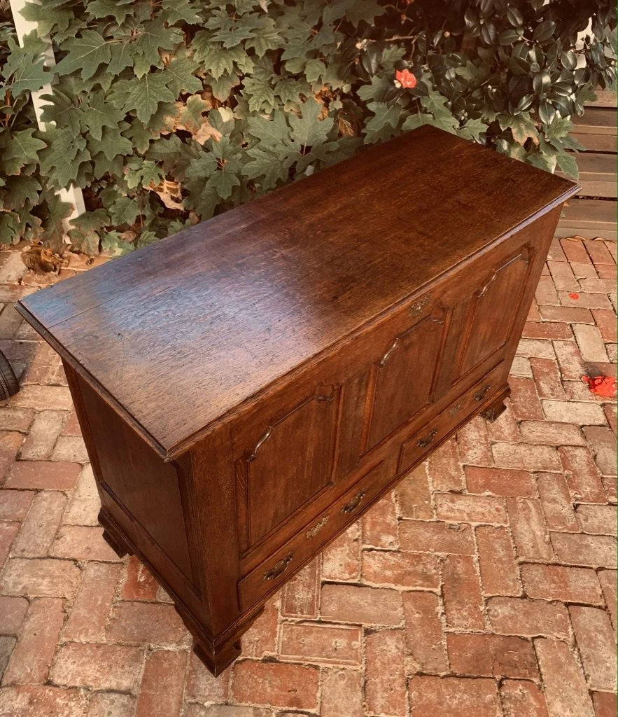 Welsh provincial oak mule chest Georgian bracket feet panelled sides c.1780