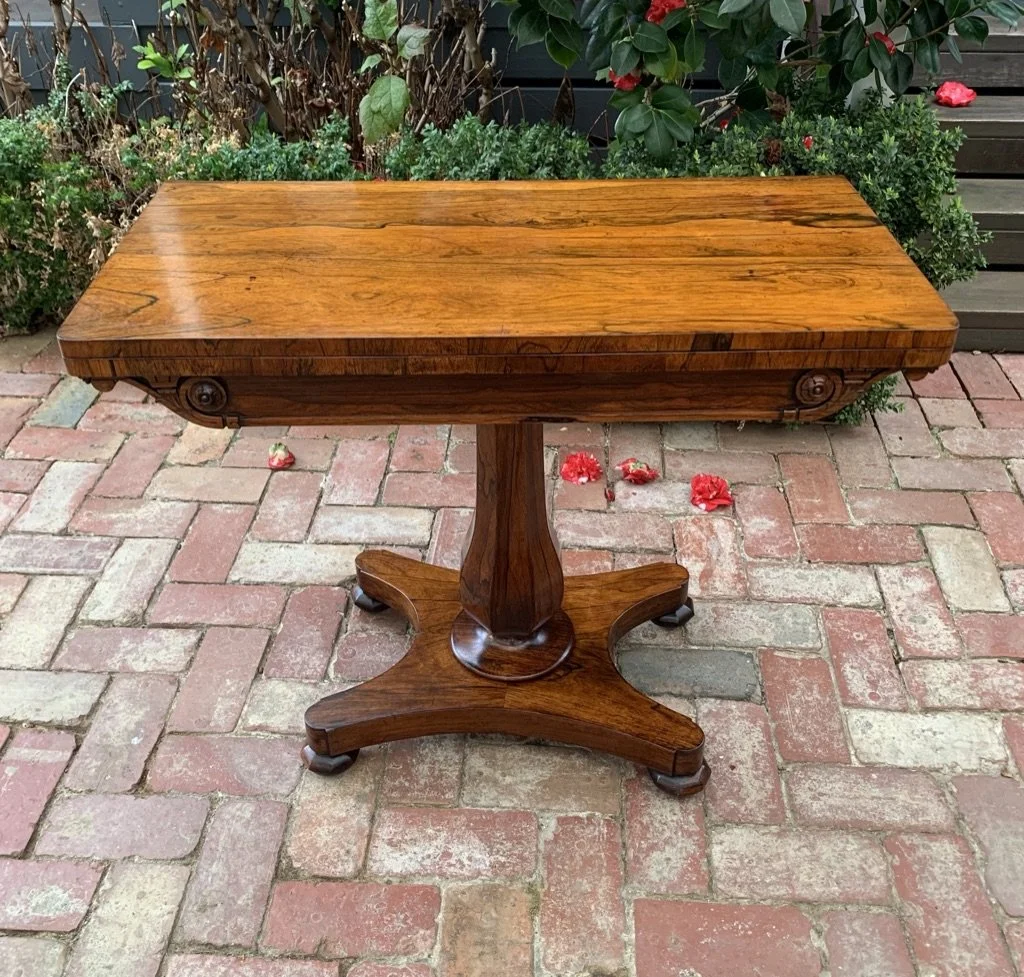 front on angle of william iv rosewood card table