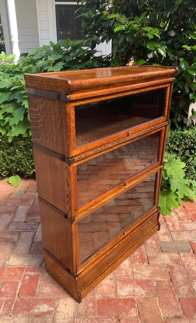 Antique Globe Wernicke Barrister’s Bookcase, Three Section Sectional Bookcase, English Oak, C.1890-1900