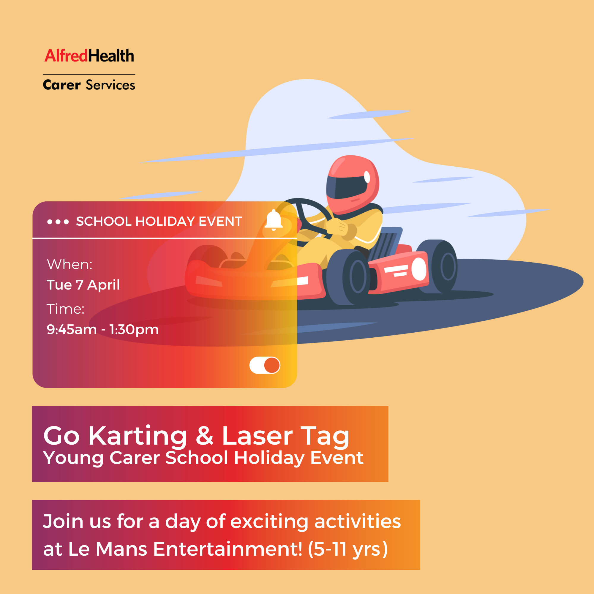 Go-Karting &amp; Laser Tag [Ages 5-11] - April