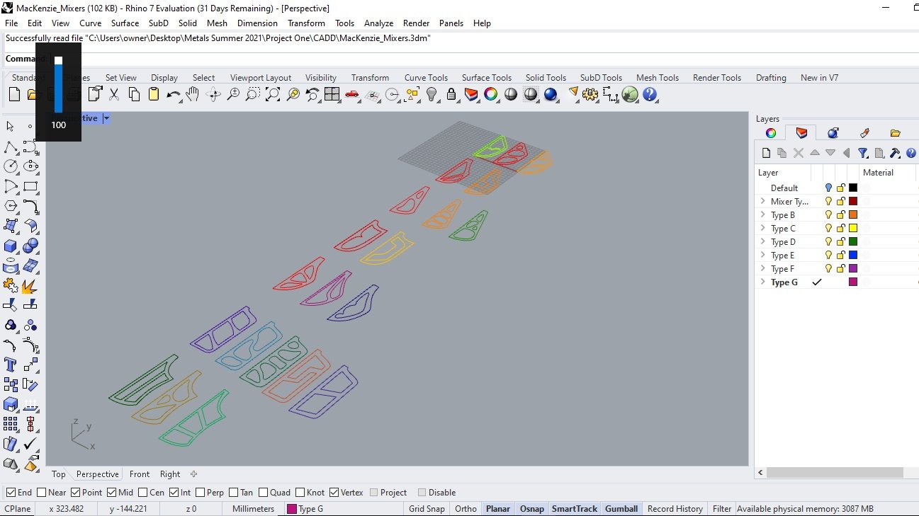 Using Rhino to create outlines for potential beater ends