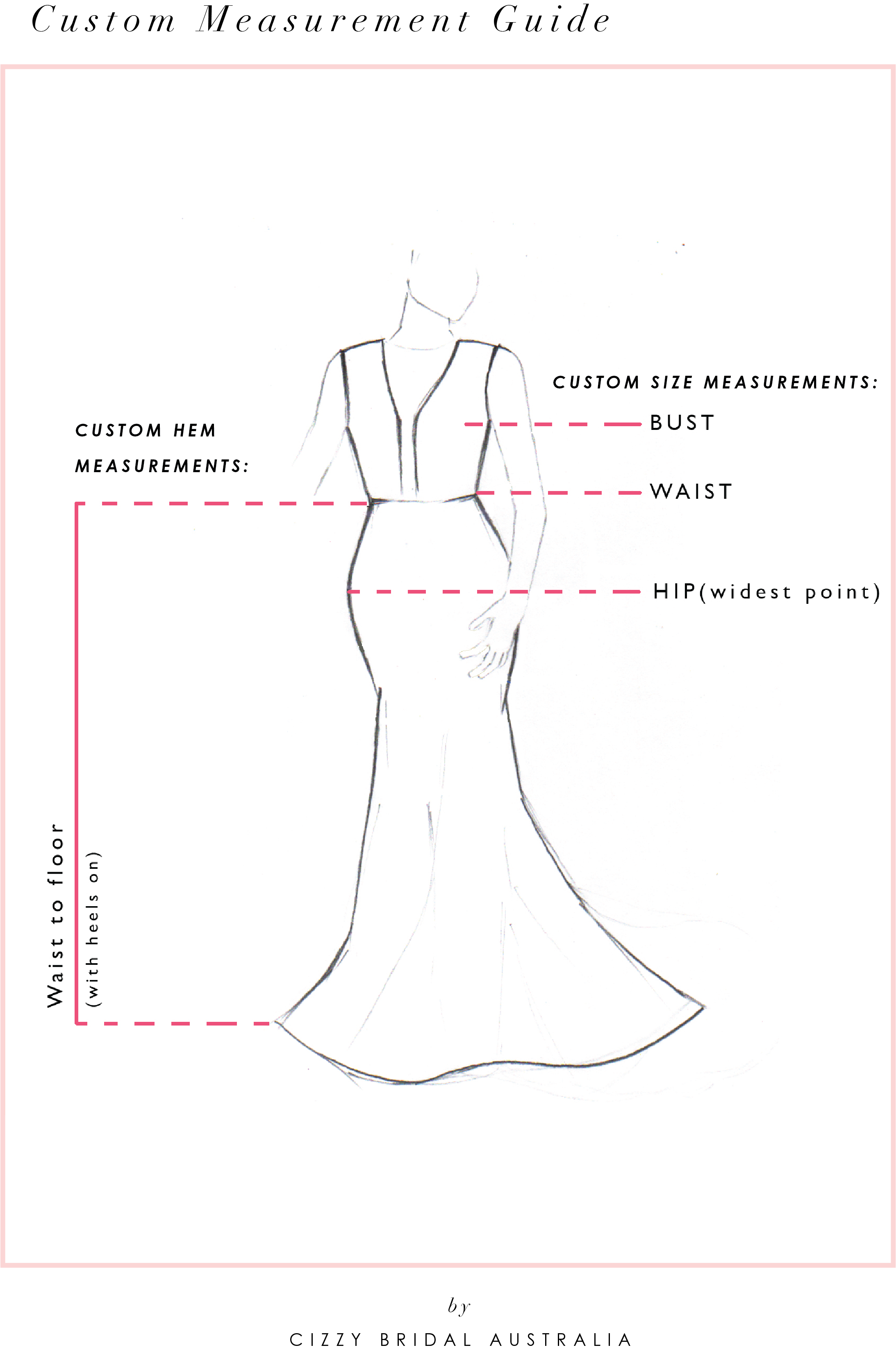 wedding dress size chart