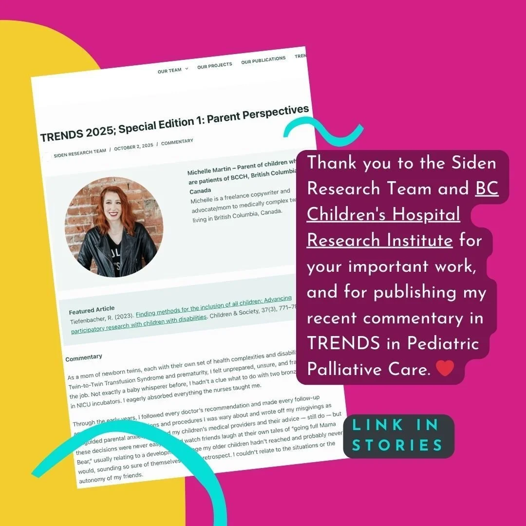 Thank you to the Siden Research Team and BC Children's Hospital Research Institute for your important work, and for publishing my recent commentary in TRENDS in Pediatric Palliative Care. ❤️ 

Discussing a paper by Tiefenbacher, R. et al., "Find