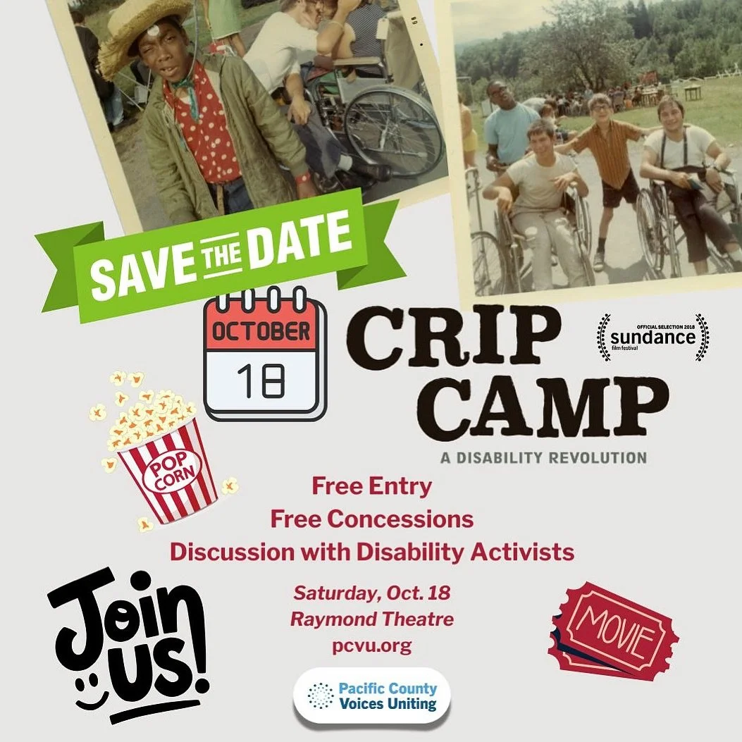 Join us for a powerful film + community conversation!

In recognition of Disability Awareness Month, PCVU invites you to a free community screening of the award-winning documentary Crip Camp: A Disability Revolution.

📅 Saturday, October 18
📍 Raymo