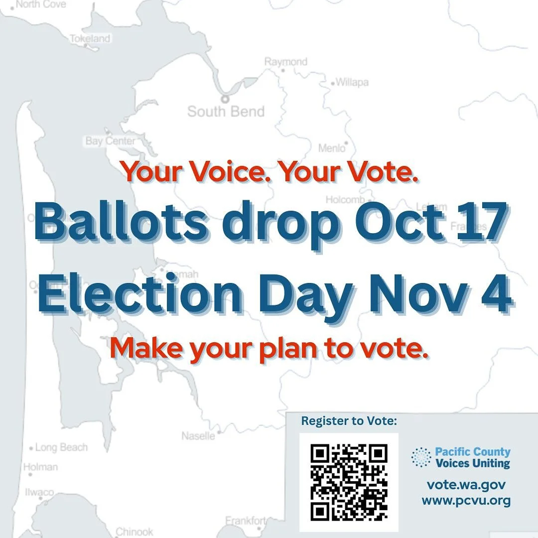 It&rsquo;s Monday morning, Pacific County!
 We&rsquo;re just a few weeks away from ballots arriving in your mailbox on October 18. Election Day is November 4.

Start your week strong: ✅ Check or register to vote at vote.wa.gov
✅ Talk with a friend ab