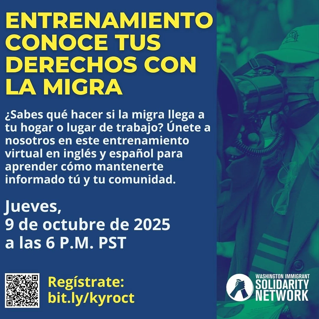 Knowing your rights is a powerful way to protect yourself and your community.
Join this Know Your Rights training to learn what to do if immigration agents come to your home or workplace and how to stay safe and informed. 

[English Below]

&iquest;S