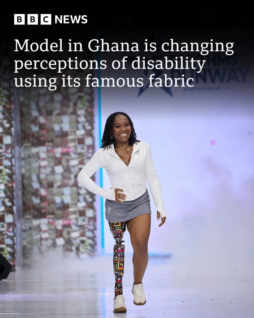 &ldquo;Disability is not a limitation.&rdquo;
 
At a recent fashion show in Ghana, model and writer Abena Christine Jon&rsquo;el made an appearance walking the runaway with her prosthetic leg wrapped in a colourful African print.
 
The 33-year-old Gh