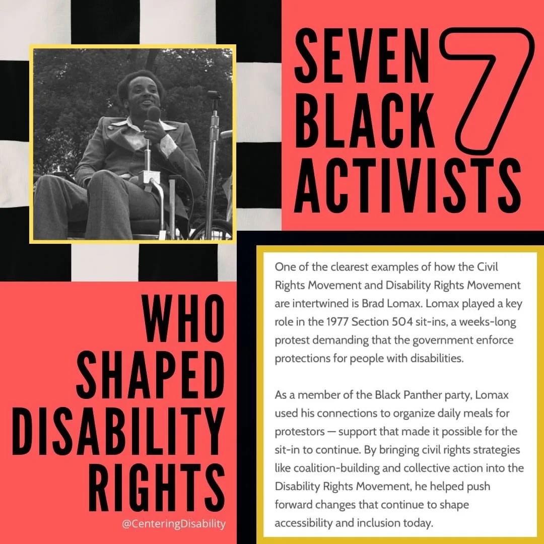 Repost from @centeringdisability
&bull;
there is no disability justice without the power of the black community. 

(are any of these people new to you? who else would you add? who is carrying on their legacy today?)

ID: brick red background with bla