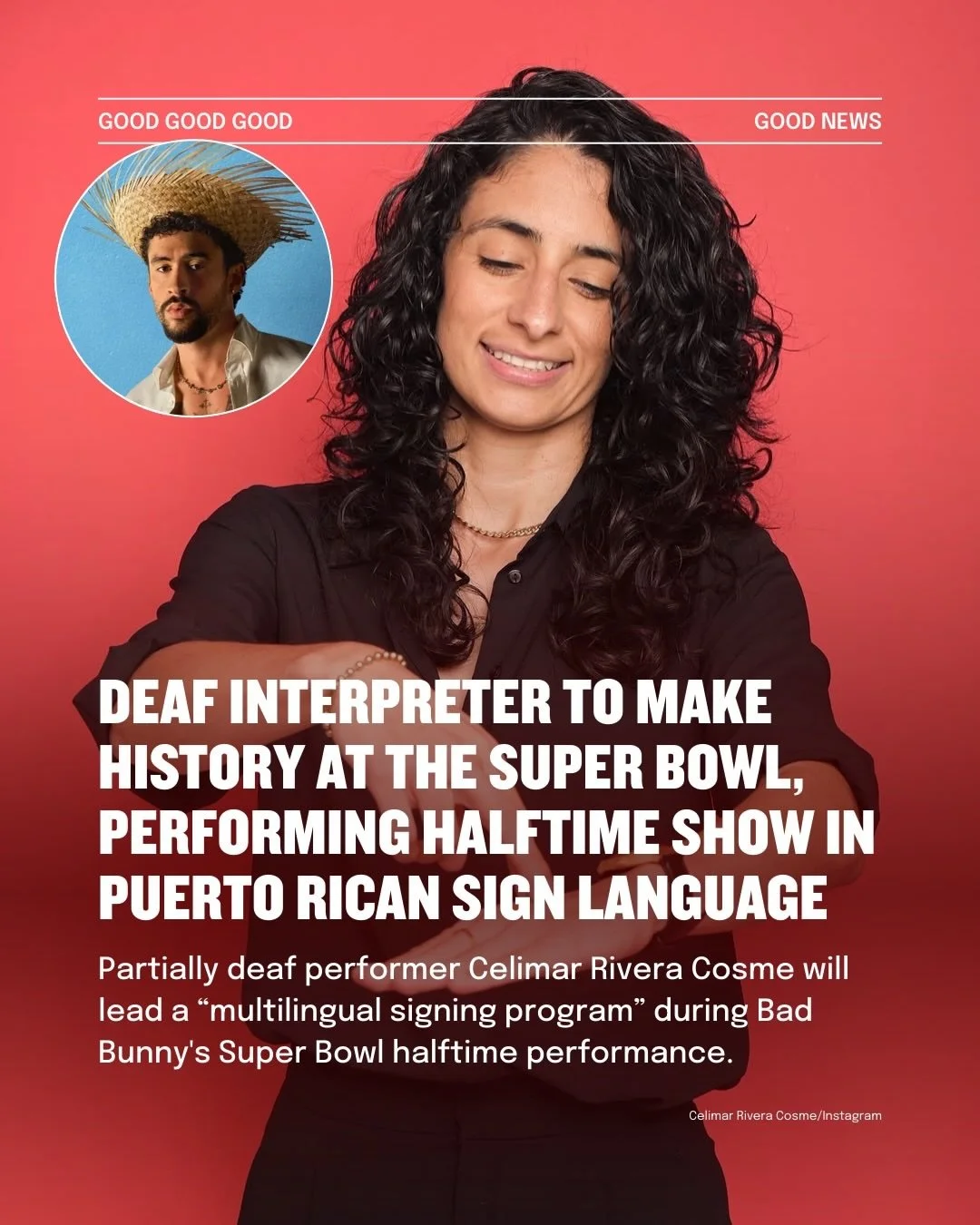 ❤️ Repost from @goodgoodgoodco
&bull;
The Puerto Rican deaf community will take the stage alongside Bad Bunny on Super Bowl Sunday, too!