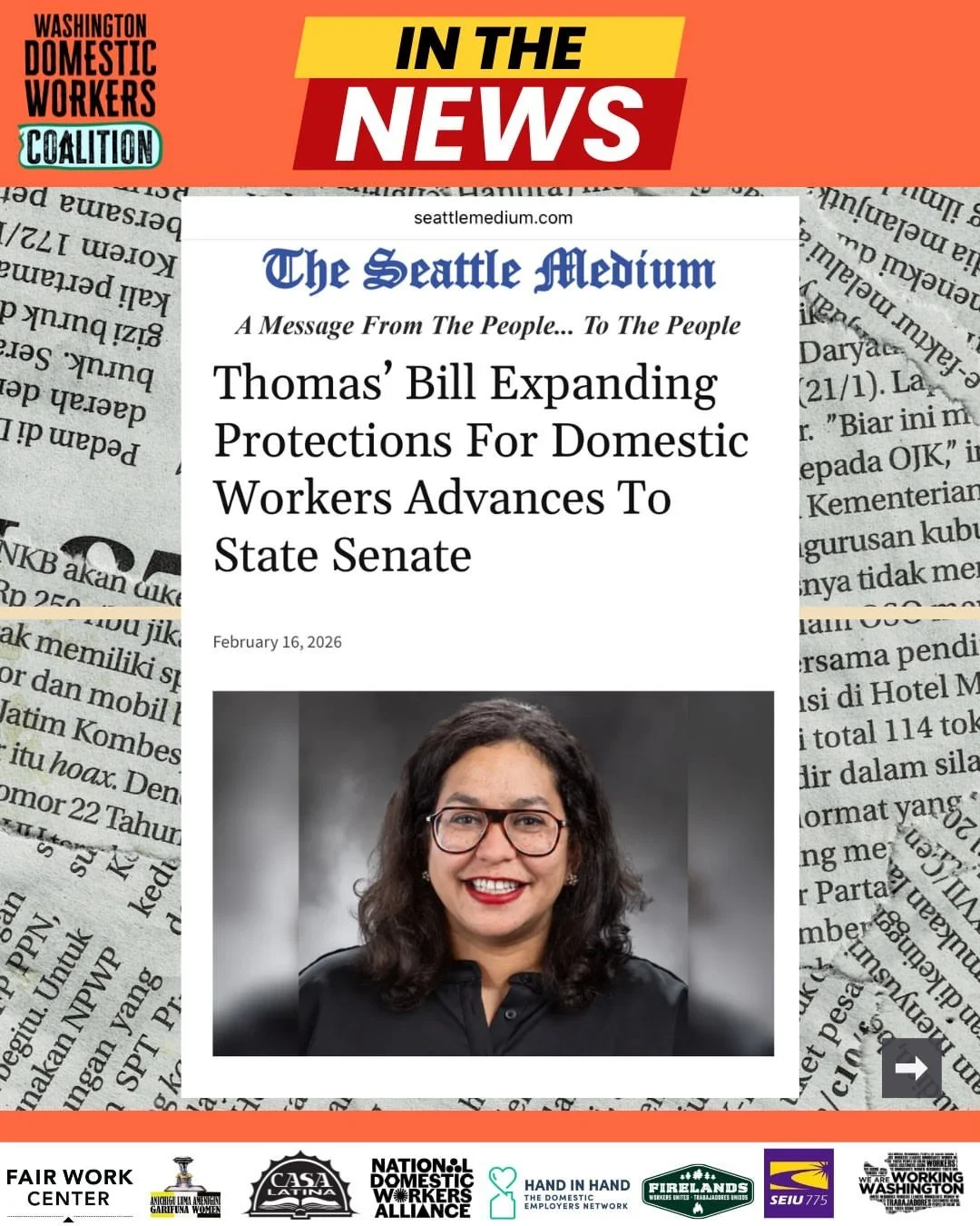 Repost from @workingwashington
&bull;
Last week, workers pushed history forward by winning the vote in the WA House of Representatives for a Statewide Domestic Workers Bill of Rights (HB 2355/SB 6053)! We&rsquo;re taking a moment to celebrate and har