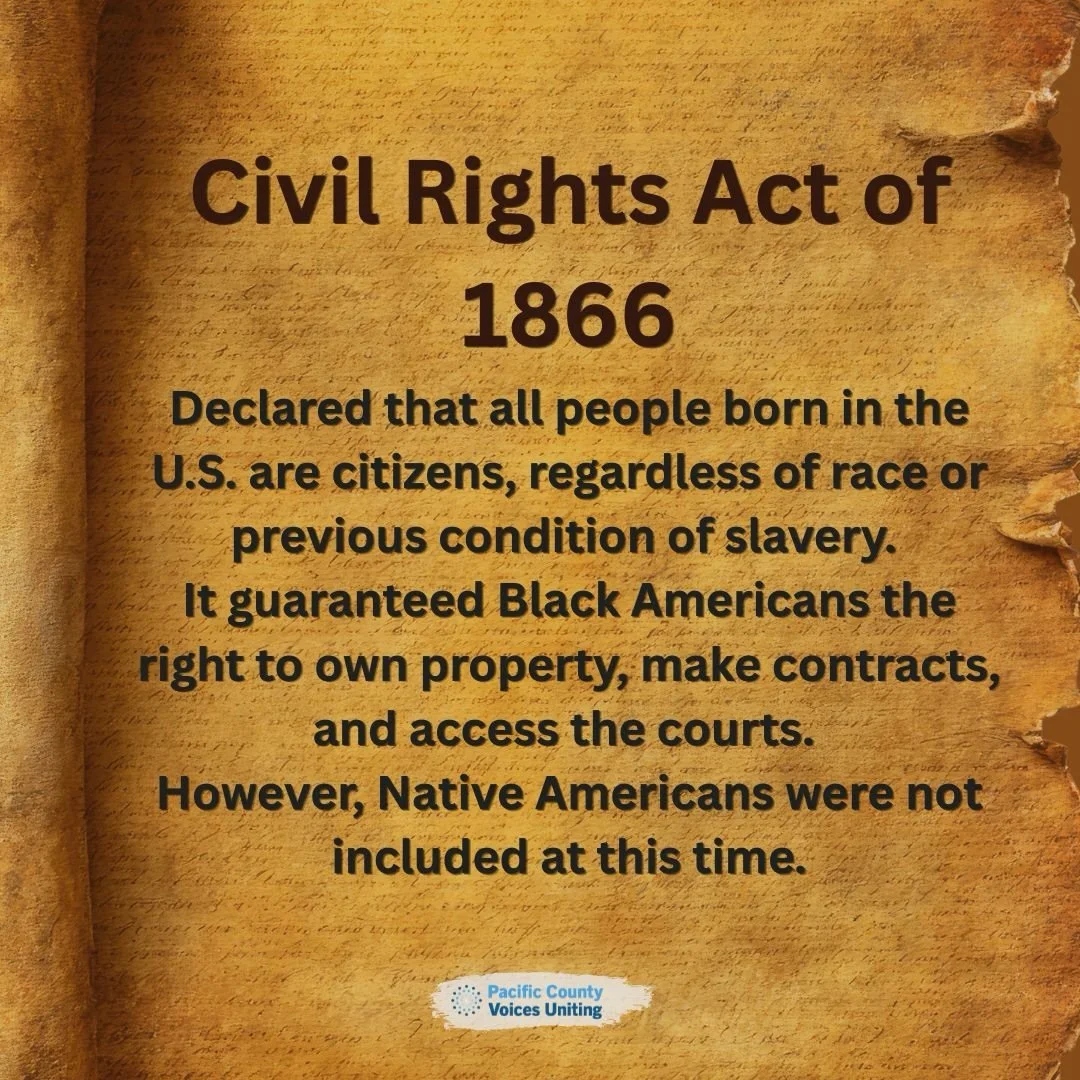 On this day in 1866, Congress passed the Civil Rights Act, the first law to affirm that all born in the U.S. are citizens, no matter their race. It granted essential rights to Black Americans but excluded Native Americans, showing that the fight for 