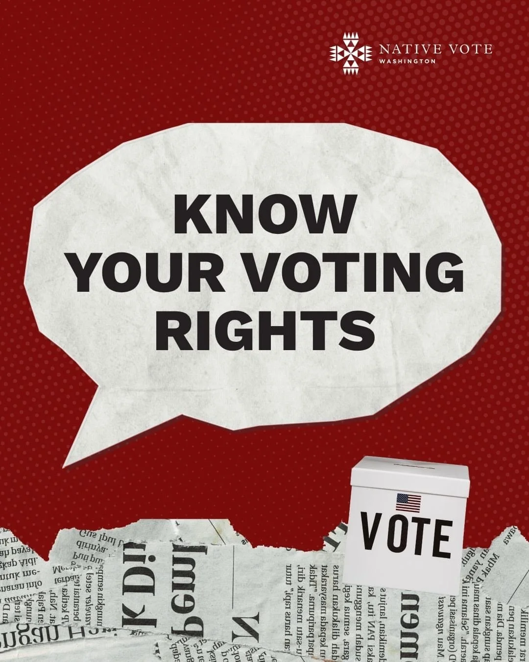 Repost from @nativevotewashington
&bull;
What are your rights as a voter in Washington state? 🗳️

Learn all about how to exercise your right to vote in our Know Your Voting Rights guide at https://wcaction.us/VotingRights