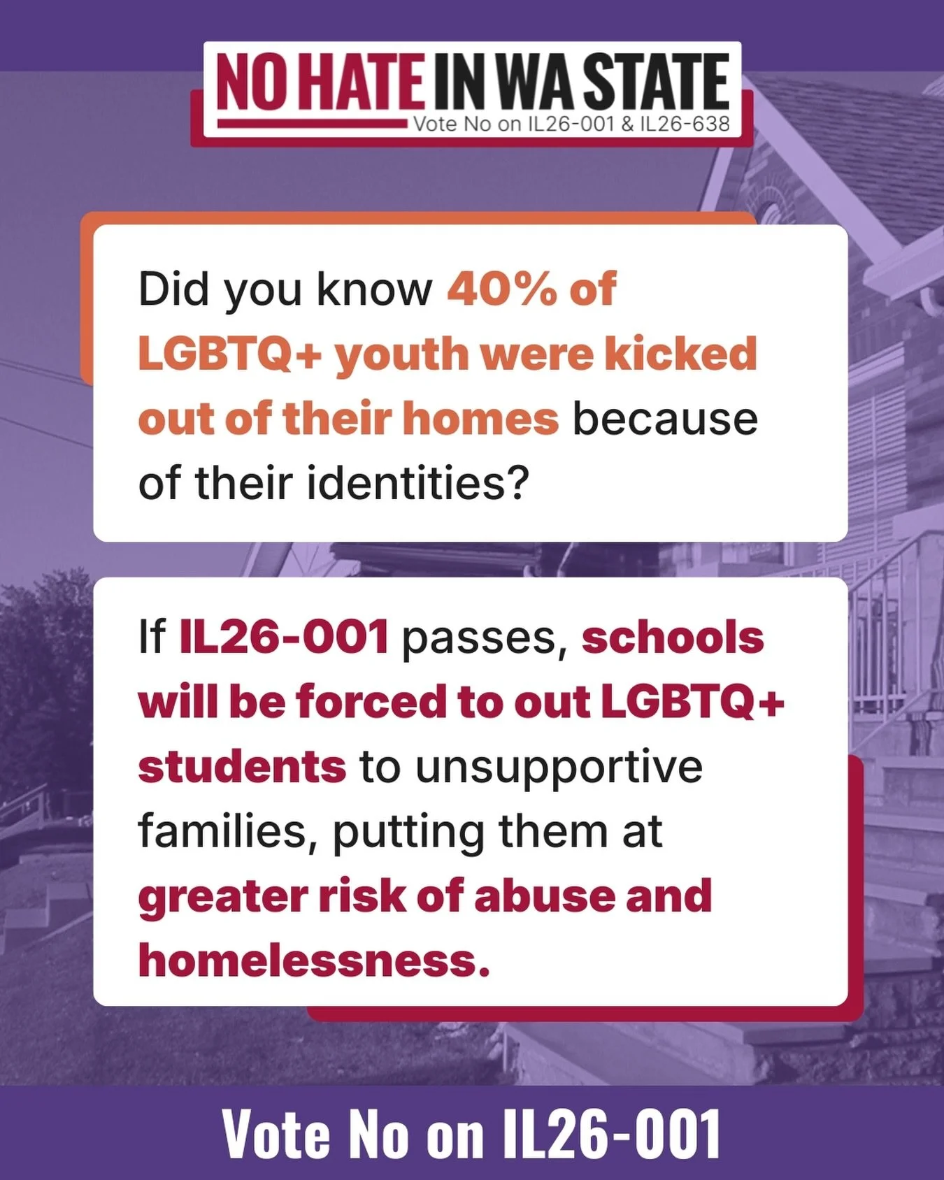 Repost from @nohateinwastate
&bull;
The truth is, some kids live in homes that aren&rsquo;t safe, especially some vulnerable LGBTQ+ kids who fear being kicked out of their homes, beaten, or worse. IL26-001 will further endanger these vulnerable stude