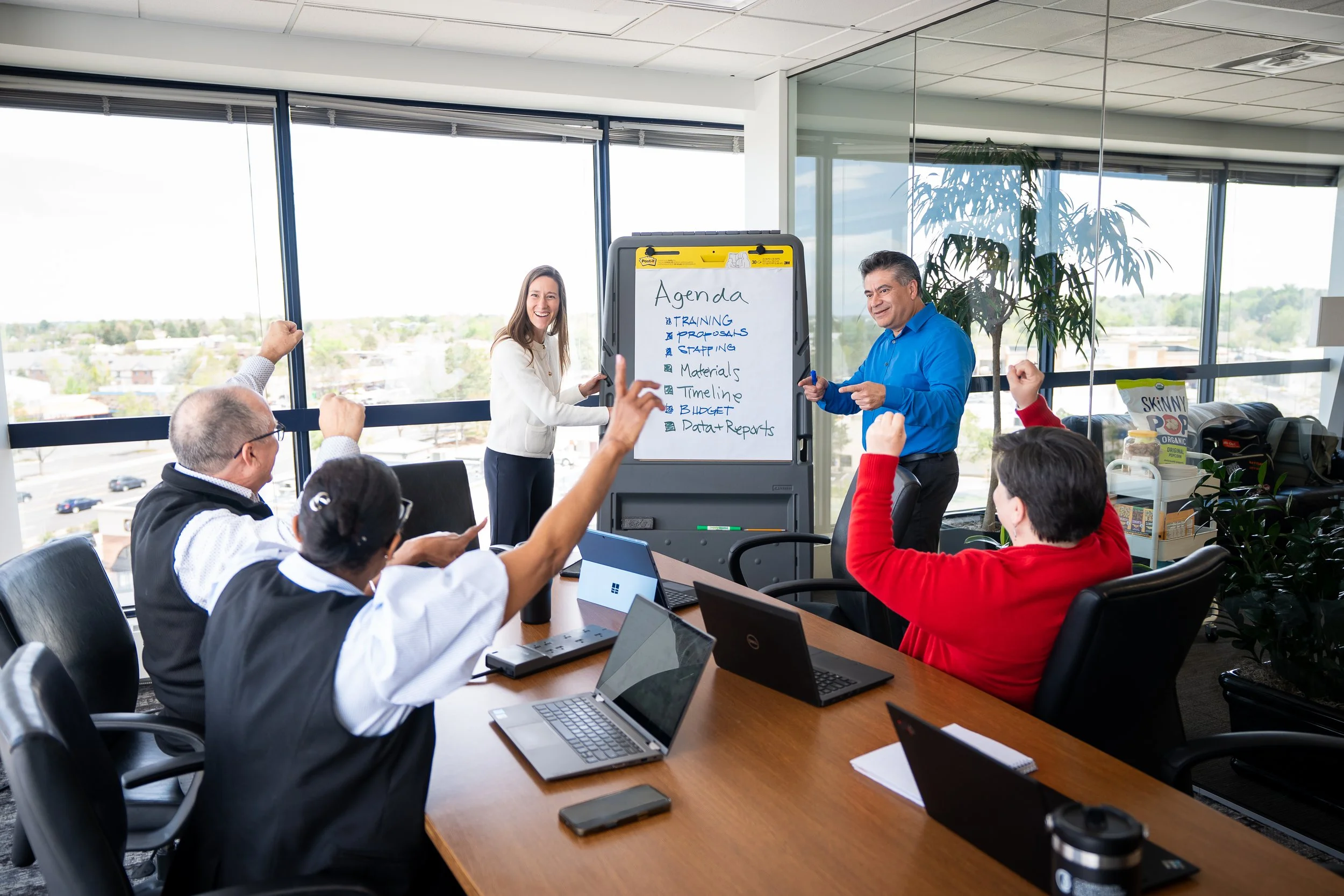 All staff meeting at a company event in Denver