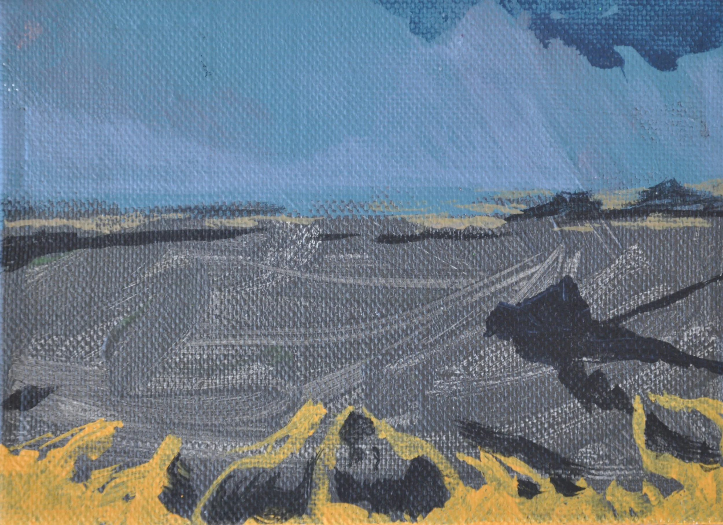 Unnatural history / Oil spill Brunsbuttel - Acrylic on linen 13cmx9cm 2023