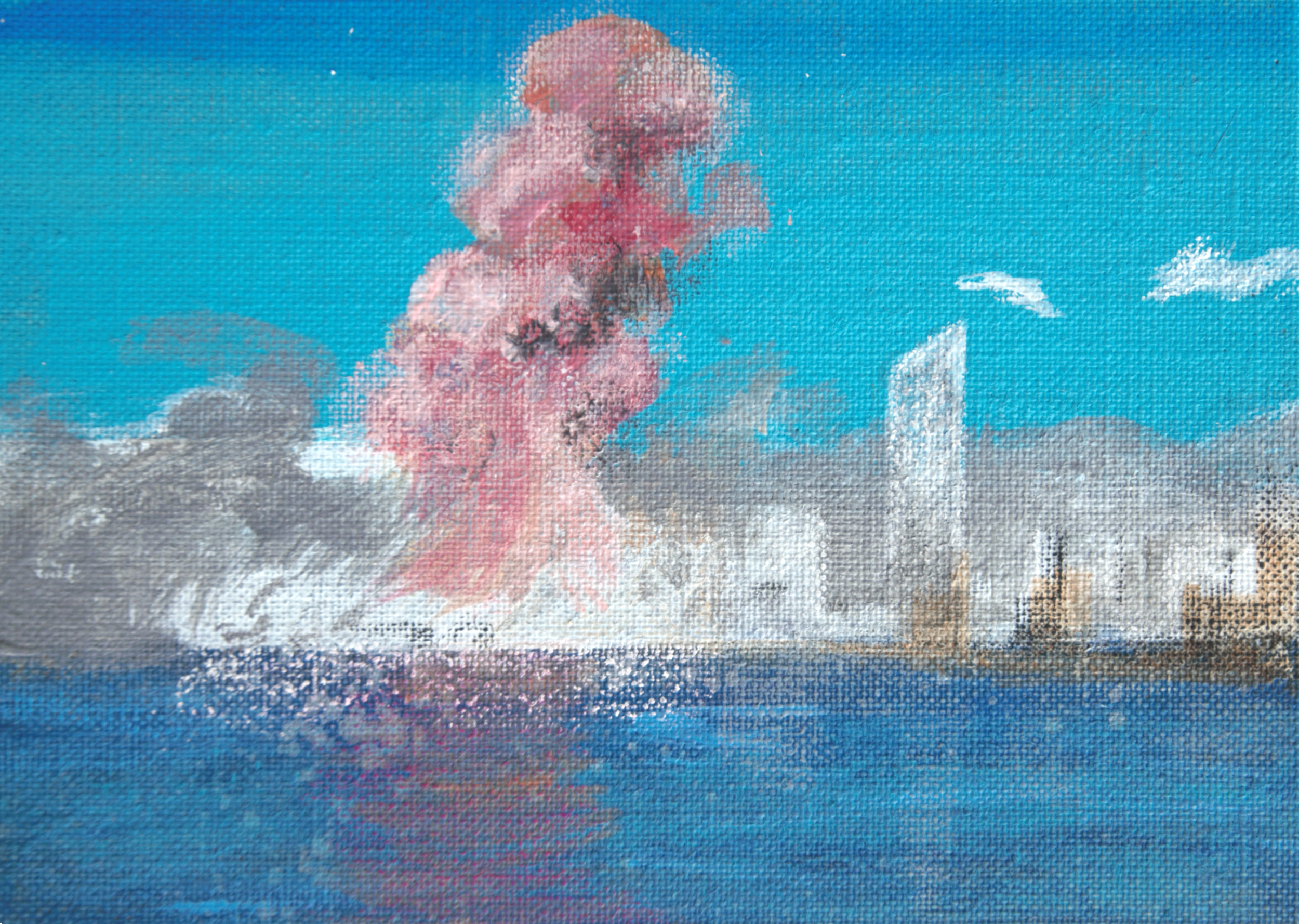Unnatural history / Beirut port -Lebanon - Acrylic on linen 13cmx9cm