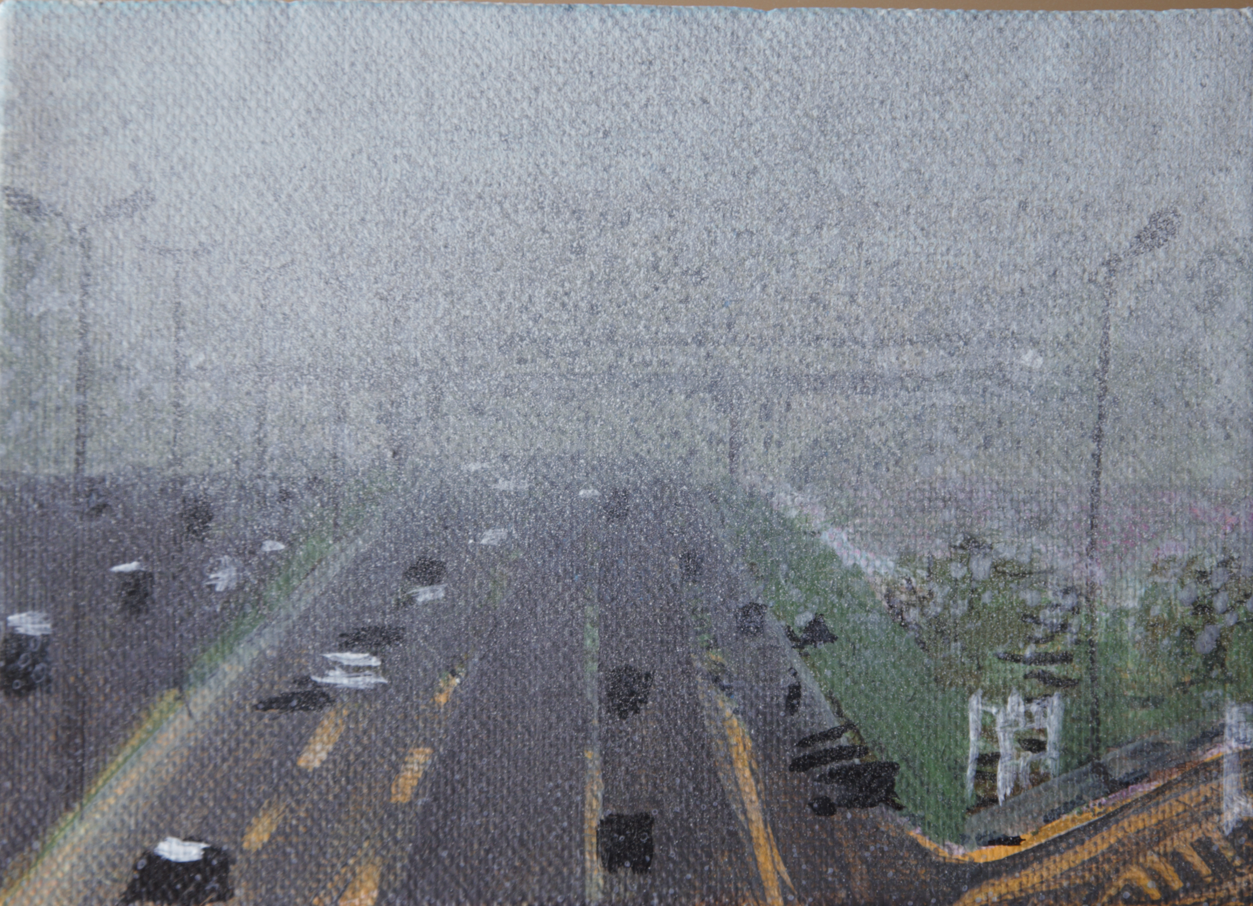 Unnatural history / Lahore smog - Acrylic on linen 13cmx9cm
