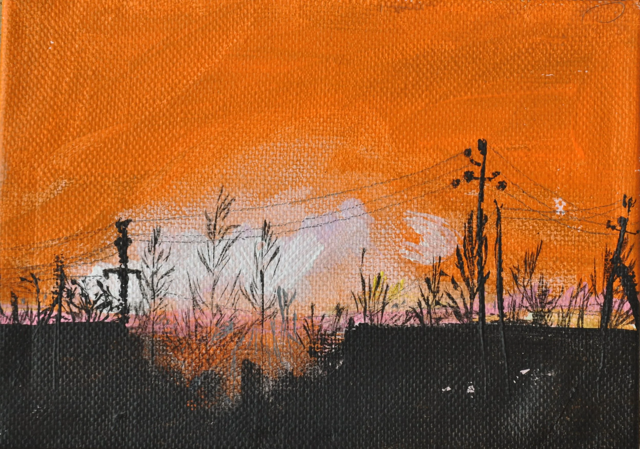 Unnatural history / Lithuania - pipeline explosion - Acrylic on linen 13cmx9cm