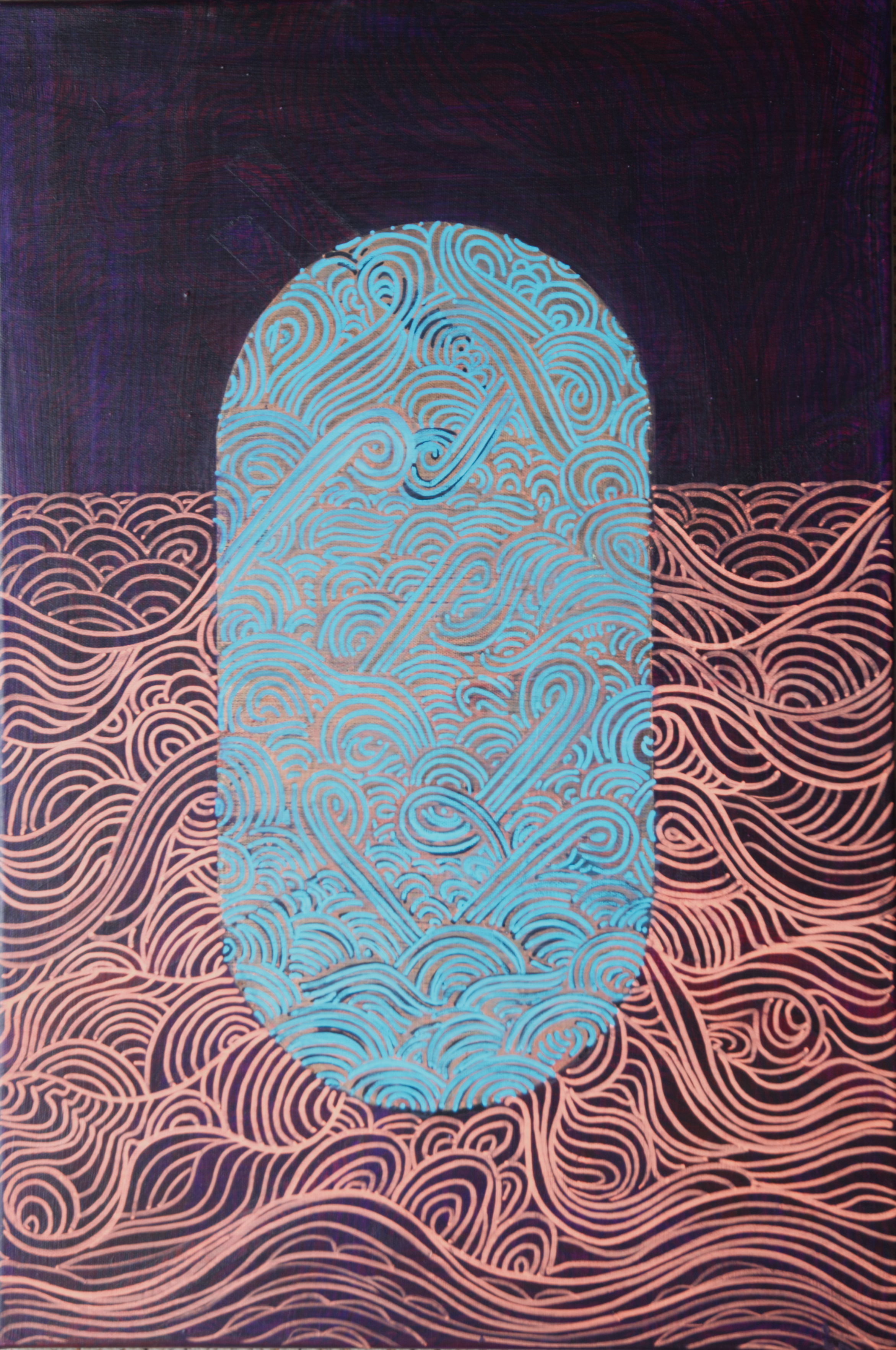 On Meditation - Acrylic, chalk pen and felt tip pen on canvas. 40cmx60cm Hannover Yoga Schule 2024