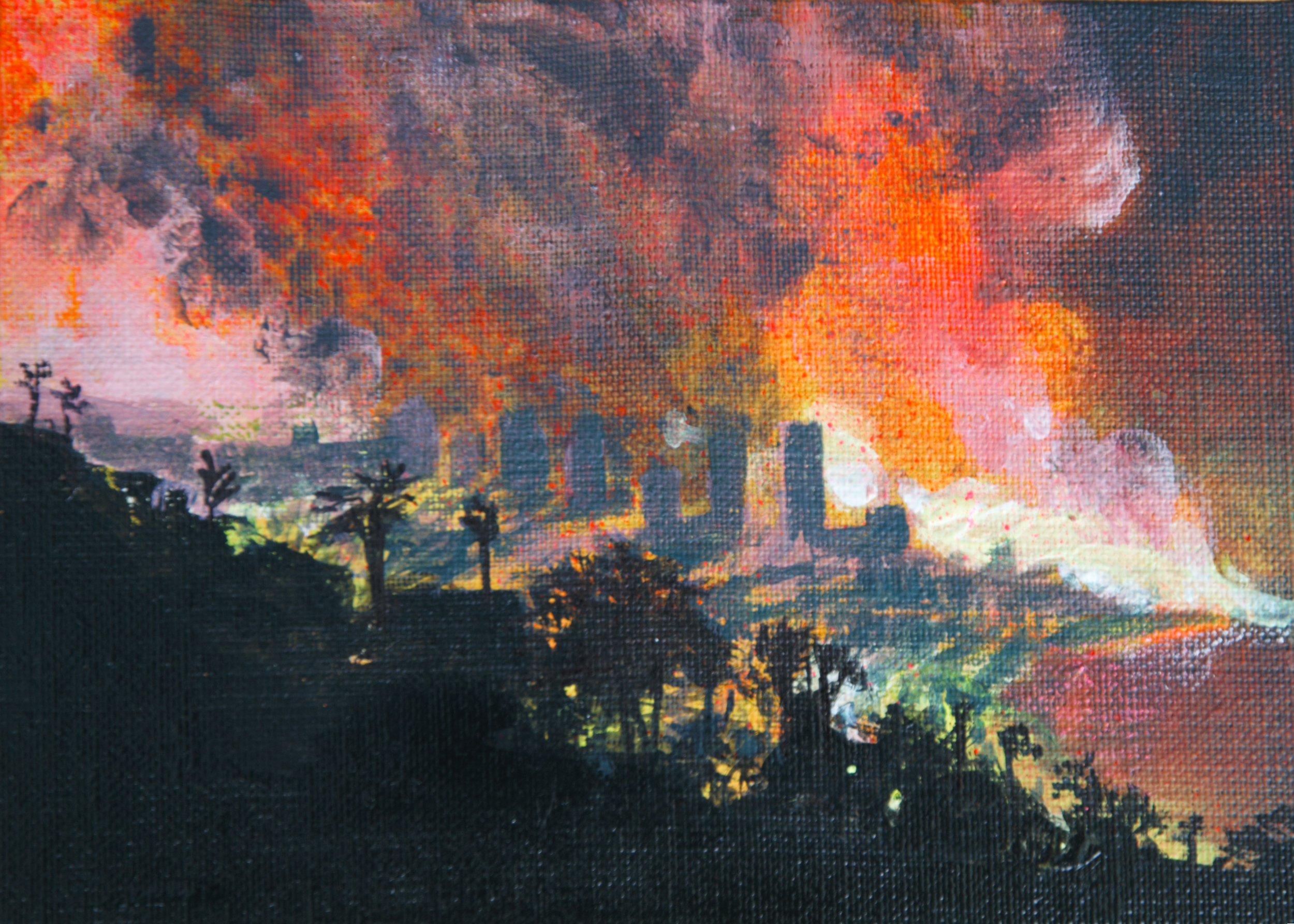 Unnatural history / Pacific Palisades- Acrylic on linen 13cmx9cm