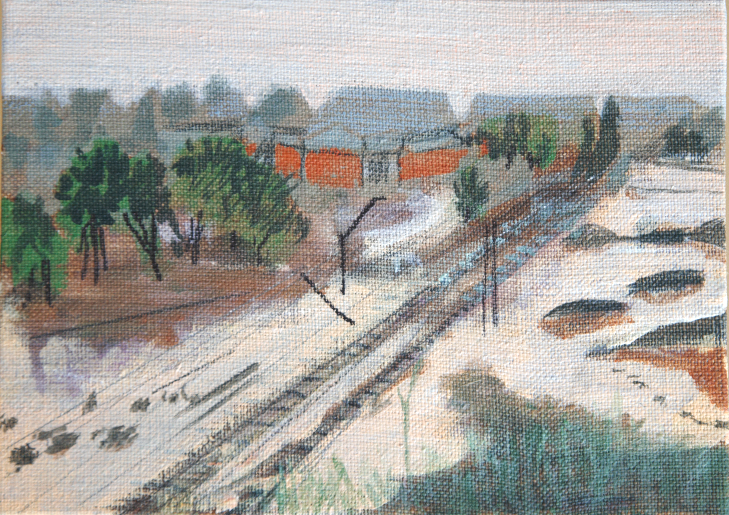 Unnatural history / Valencia- Acrylic on linen 13cmx9cm