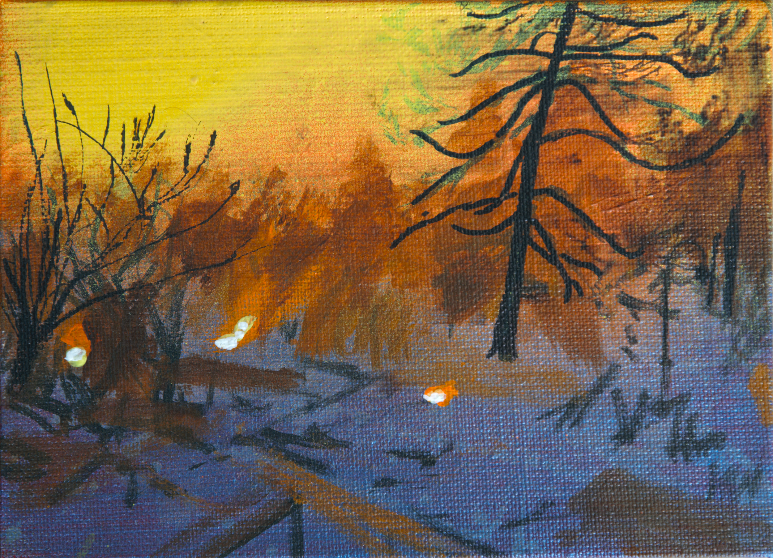 Unnatural history / Paradise Burns - Acrylic on linen 13cmx9cm