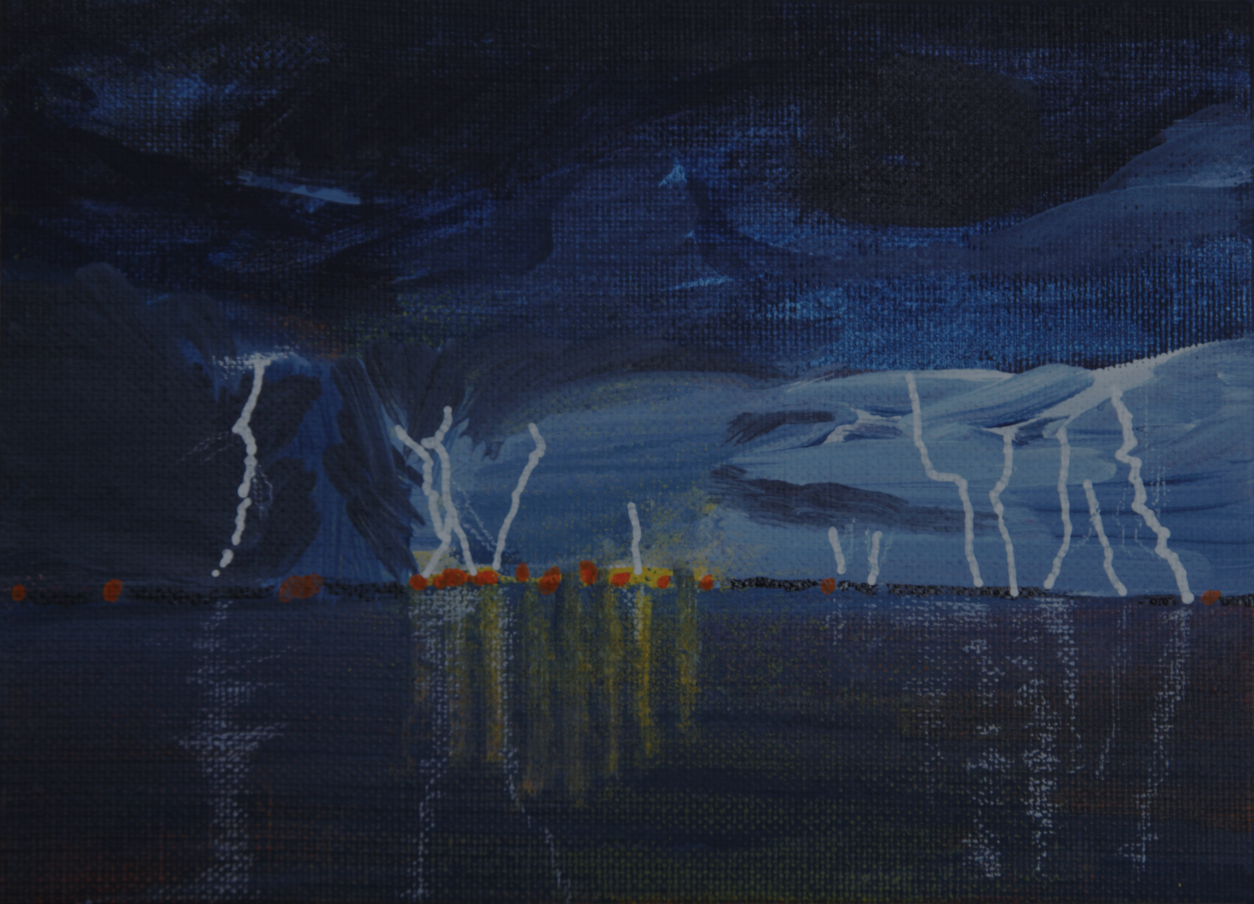 Unnatural history / Dhalari cloud burst - Acrylic on linen 13cmx9cm 2026