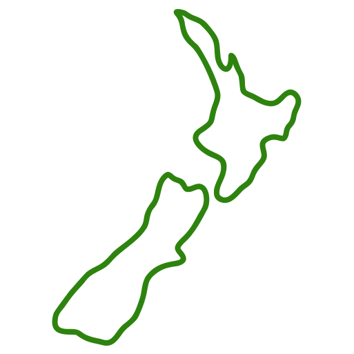 Outline of New Zealand map in green