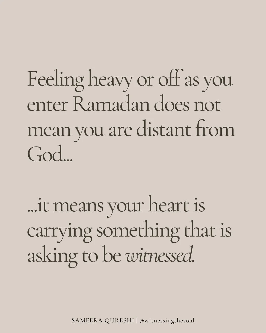 Ramadan does not begin only for the parts of you that feel ready.

It begins for the tired parts; the angry and guarded parts; and the parts that feel heavy, distracted, or quietly overwhelmed.

If you&rsquo;ve entered this month carrying something, 