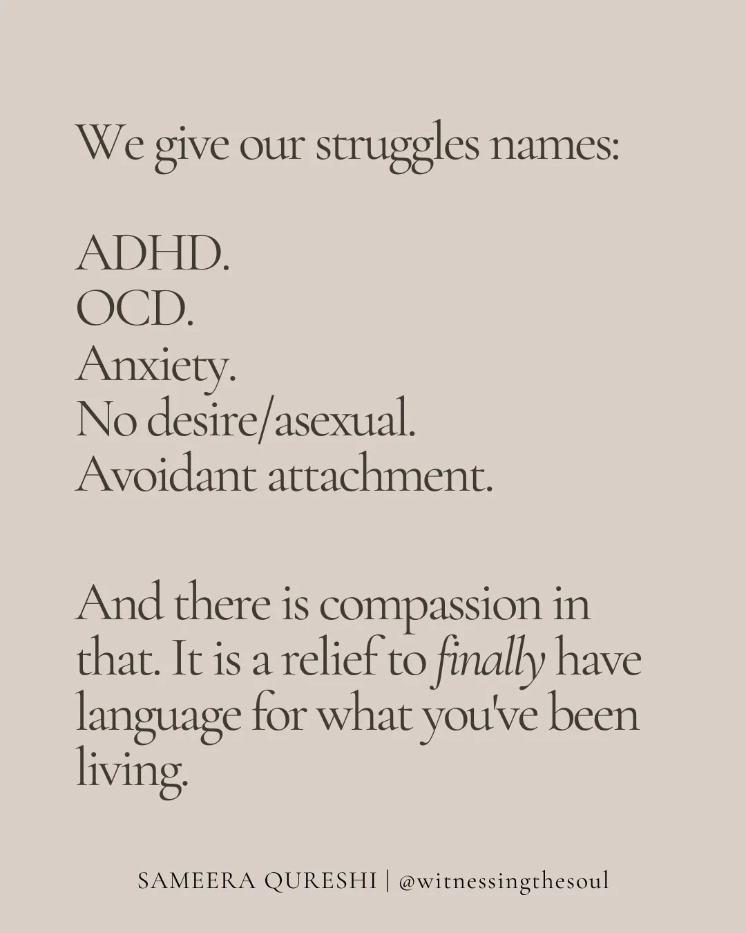 We reach for labels because we need somewhere to put the pain.

And that reaching is an act of care &mdash; toward a self that needed language, that needed to feel less alone in what it was living.

But the label was never the destination.

Beneath t