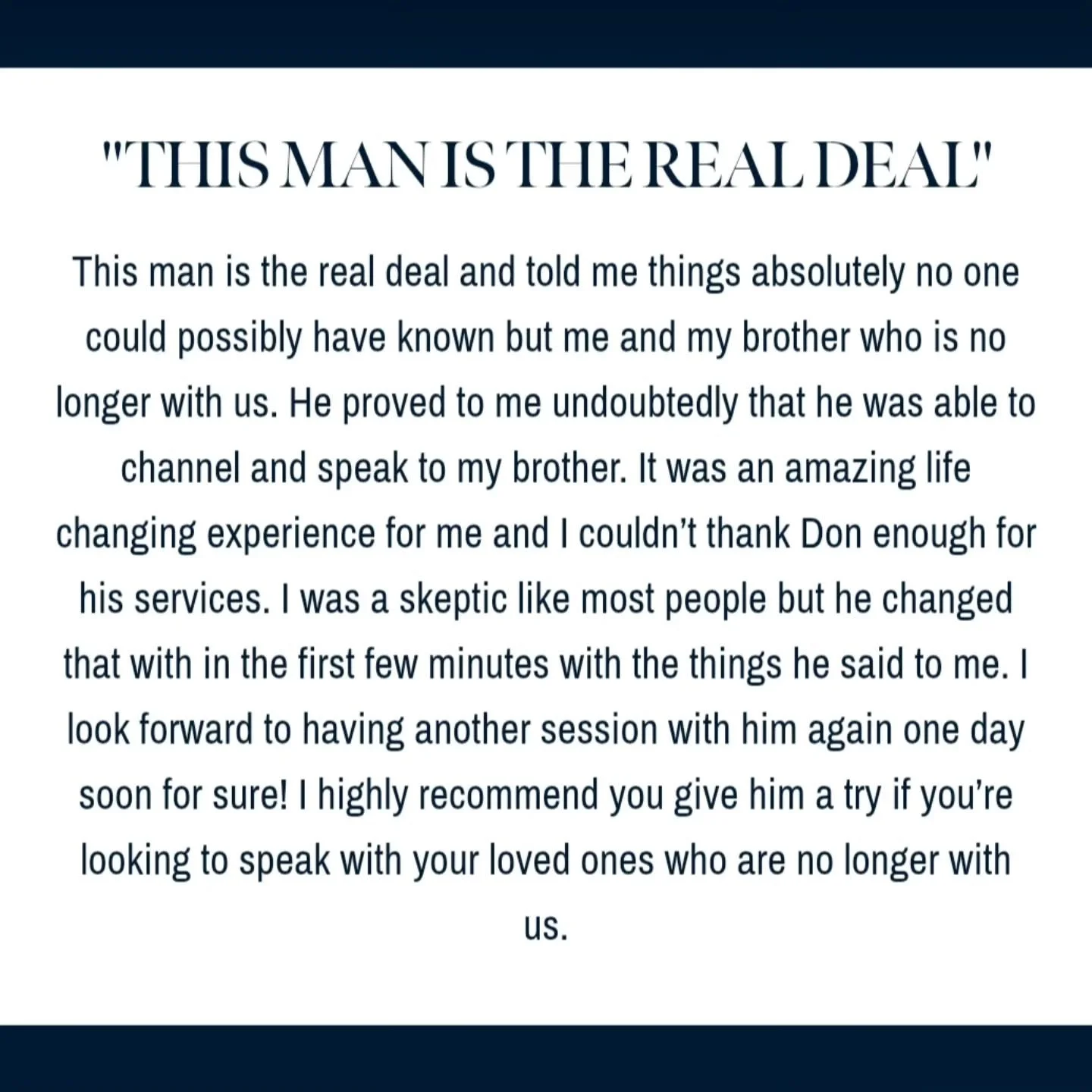 An evidential medium doesn&rsquo;t rely on leading information. Every session is built on bringing through undeniable details and messages without being fed information beforehand. Reading reviews reminds me why I&rsquo;m so honored to do this work. 