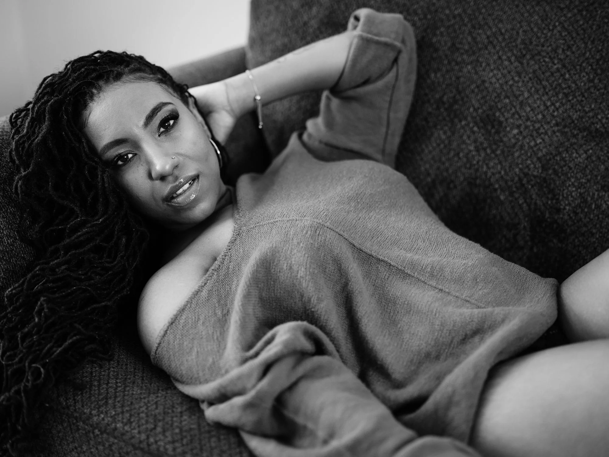 boudoir session with hair and makeup in Albany studio