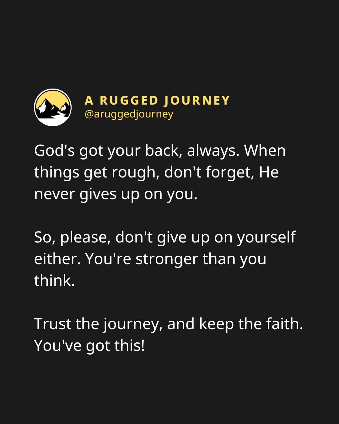 He's got your back.

Follow @aruggedjourney for more content like this.

Go to the link in our bio to ask us anything. 

#aruggedjourney #askusanything #trusttheprocess #mentalhealth #menadvice