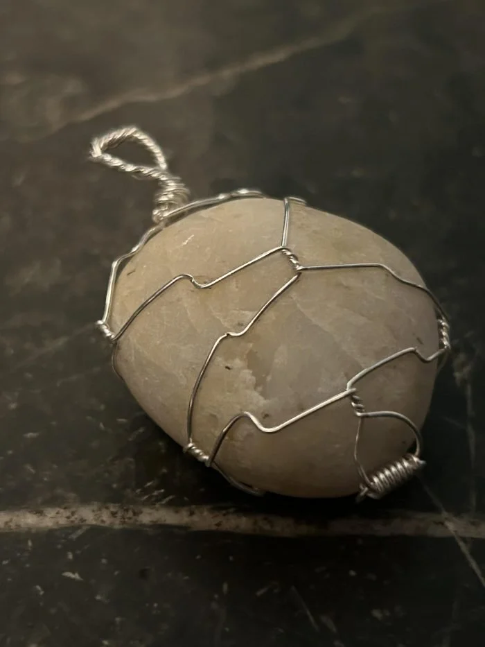 Wire Trapped Stone Pendant 