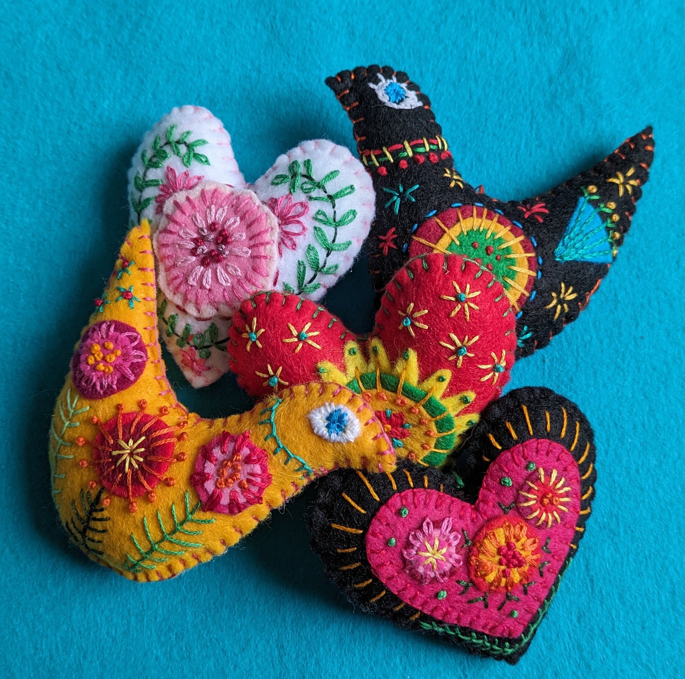 Slow Stitching – Hand-Embroidered Hearts &amp; Birds