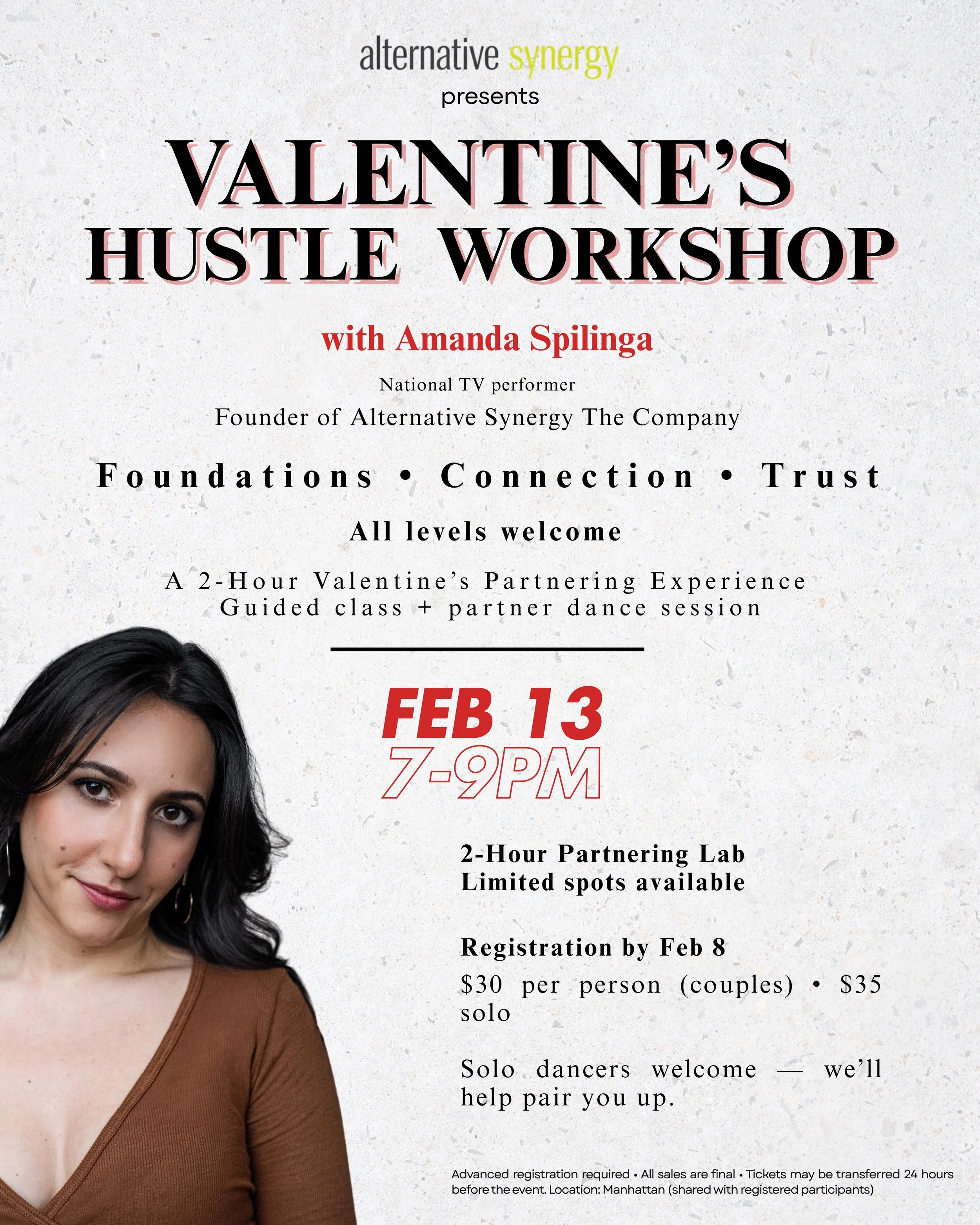 Valentine's Hustle Workshop with Amanda Spilinga - Single Spot
