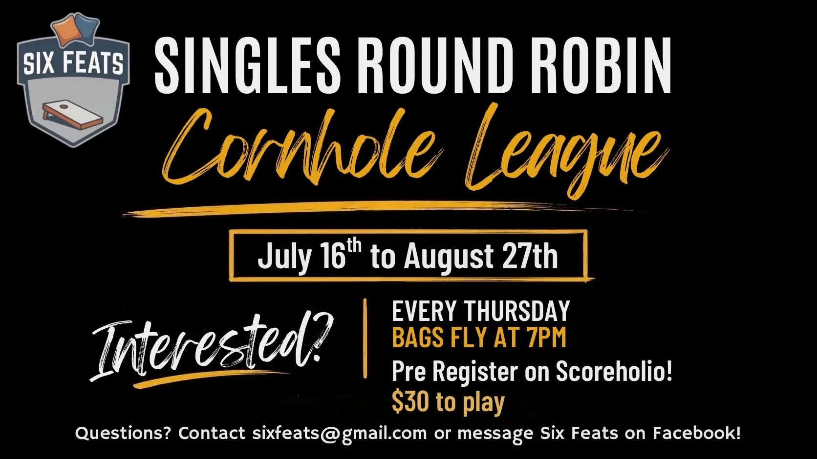 Cornhole League at Buena Connection with Six Feats