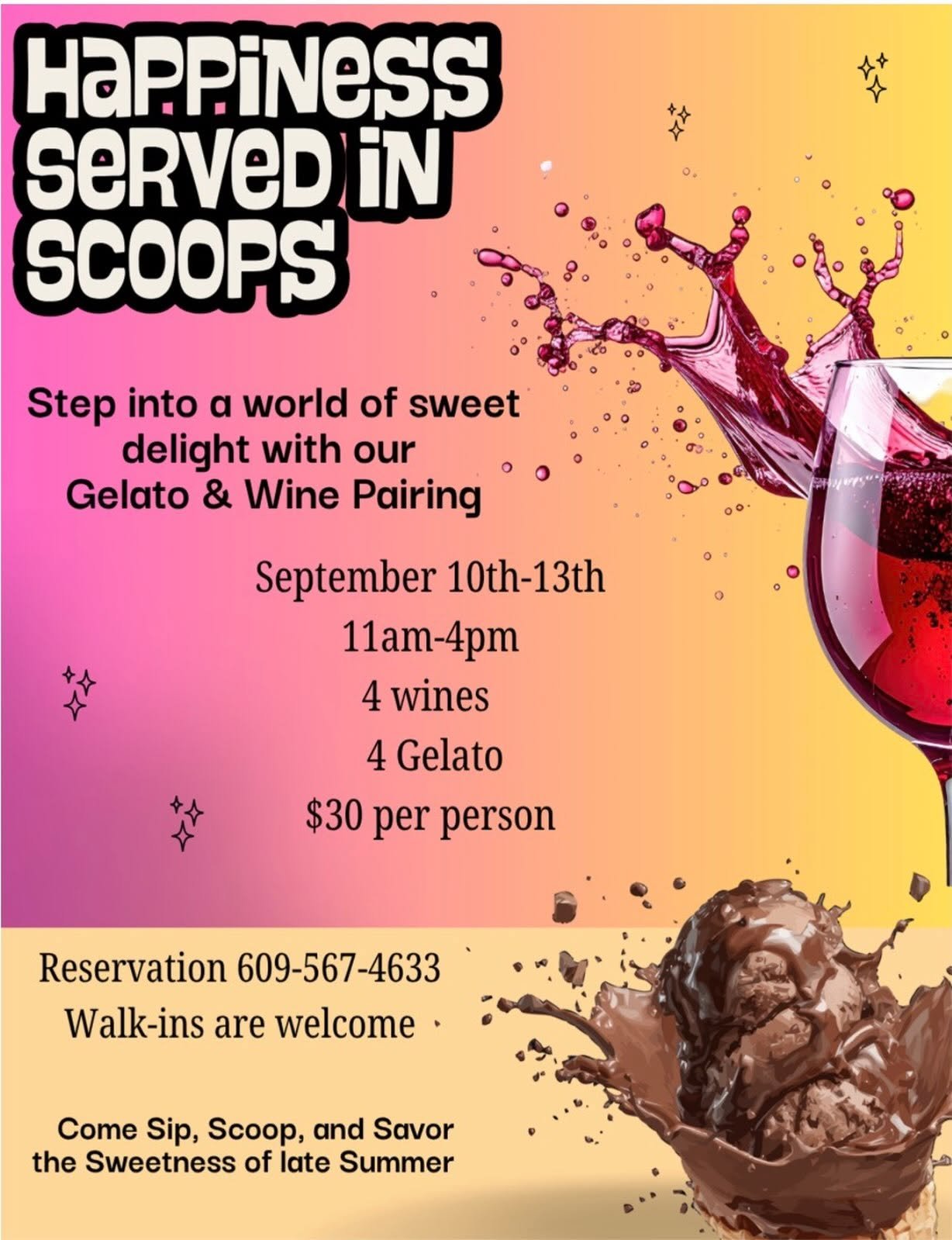 Gelato & Wine Pairing at Plagido's Winery