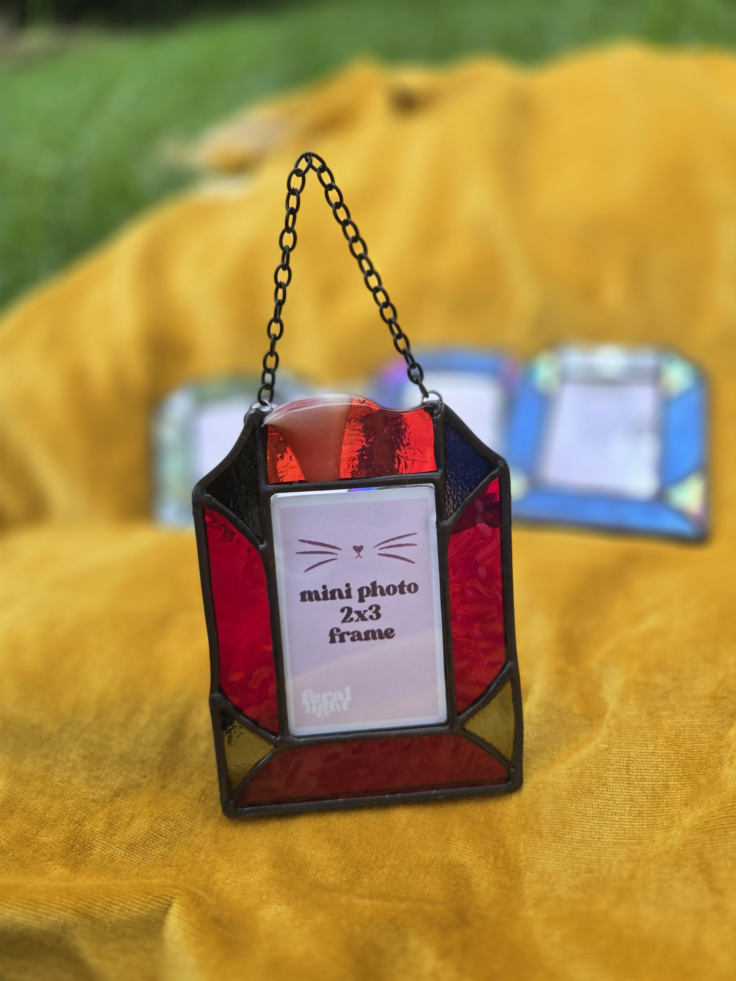 mini raw edge frame, red and black- photo frame 2x3